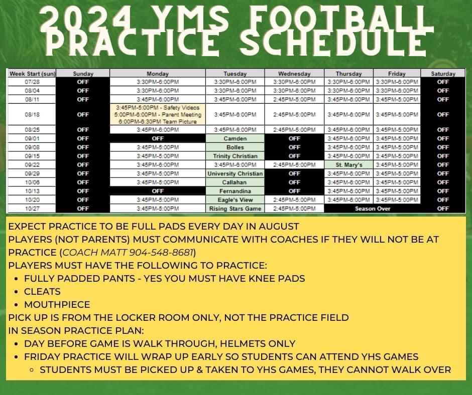 YMS Football Schedule 2023